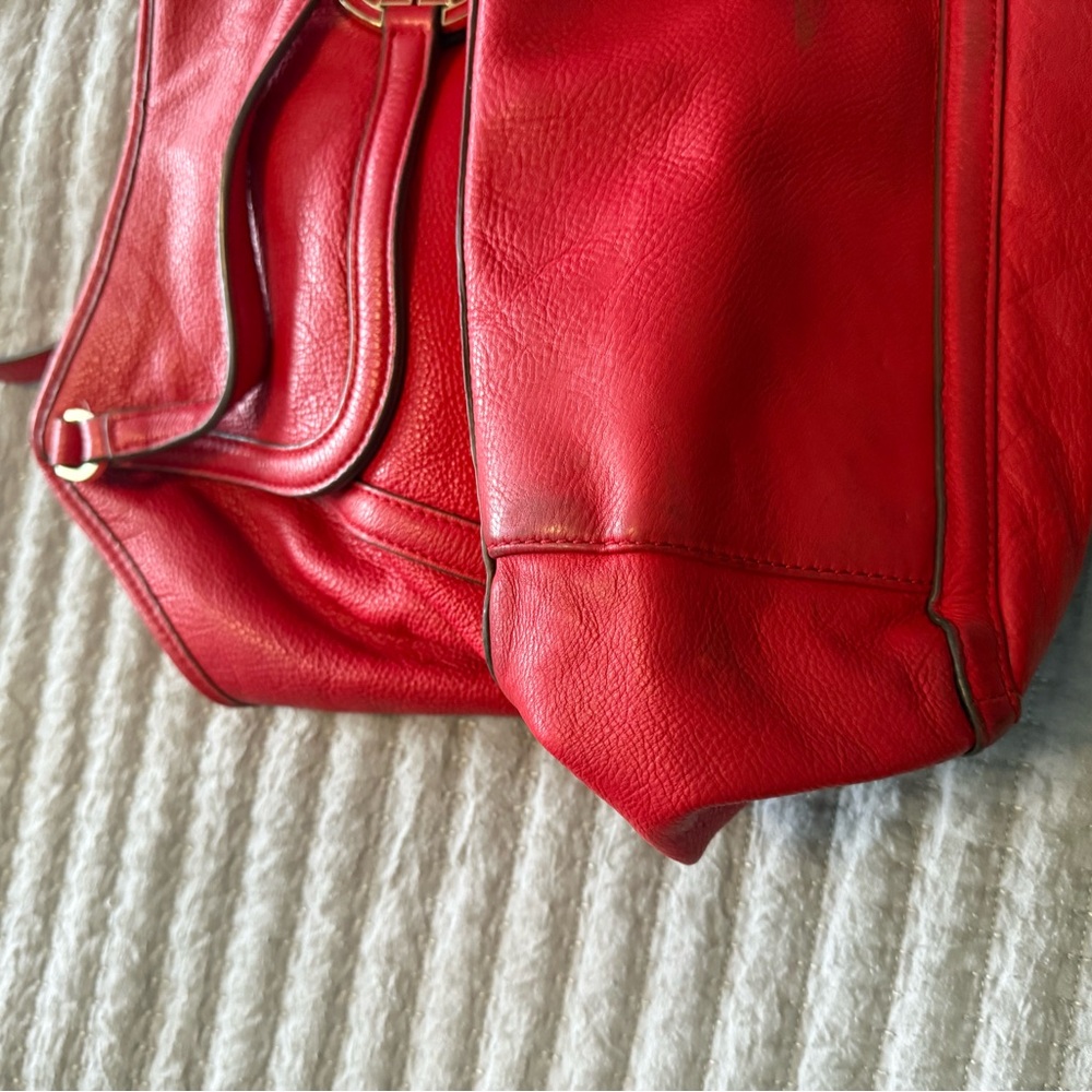 Red Tory Burch Oversized Leather Tote Bag - IN FAIR CONITION! - Picture 8 of 9